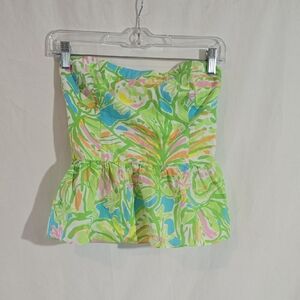 Lilly Pulitzer Strapless Peplum Top
